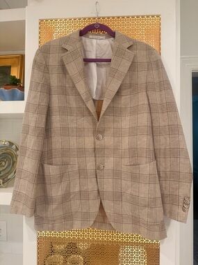 Ermenegildo Zegna Tan Cross-Ply Sport Coat!VGUC! 38S five silk, linen, wool!